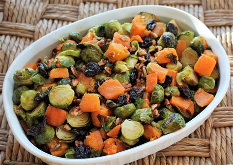 Roasted Brussel Sprouts Cinnamon Butternut Squash Pecans And Dried
