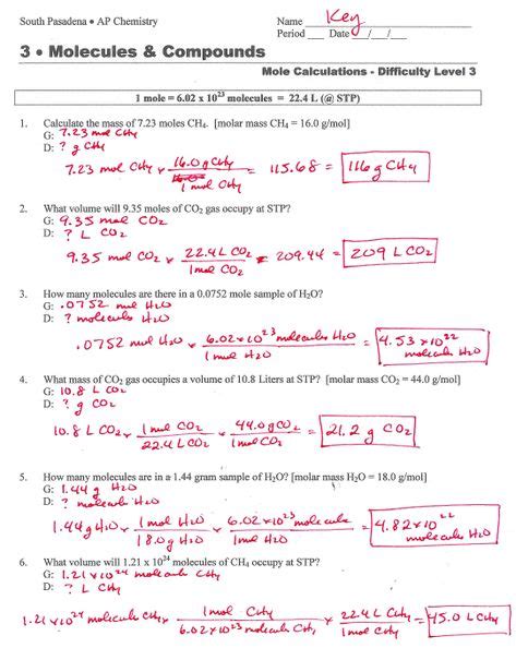 Mole Ratios And Mole To Mole Conversions Worksheet Answers