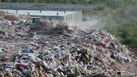Bulldozer On Landfill Stock Footage Video 100 Royalty