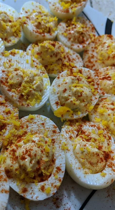 Homemade Deviled Eggs With Salt Cured Egg Yolk Topping Rfood