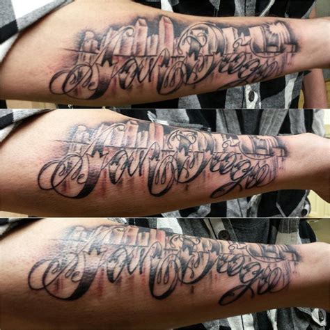 Jade Buddha Tattoo Co — San Diego Script And Skyline Done By Dave The