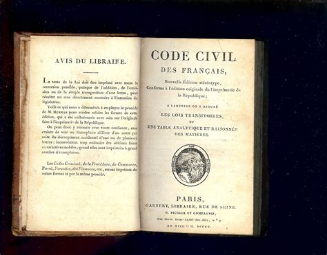 Code Civil Des FranÇais Conforme à LÈdition Originale An Xiii