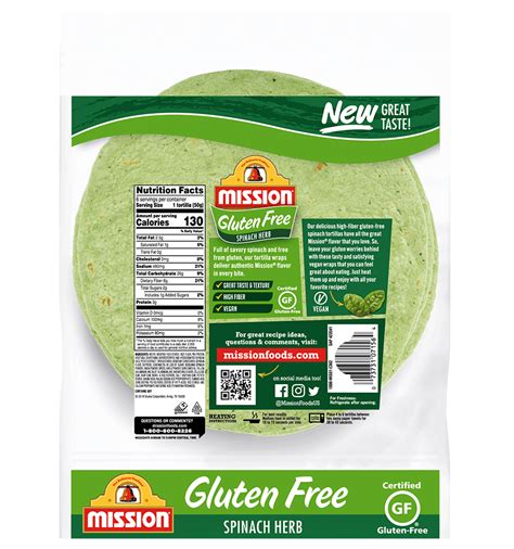 Gluten Free Spinach Herb Tortilla Wraps Mission Foods