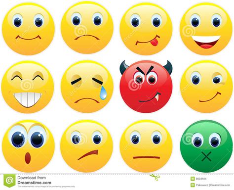 Set of shiny smiles icons stock vector. Illustration of face - 8634104