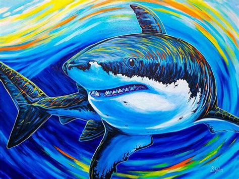 5d Diamond Painting Shark Colorful Animals Full Square Drill3d Etsy
