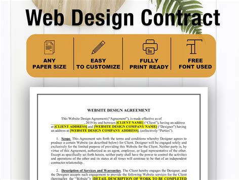 Web Design Contract Website Design Agreement Contract Form Website