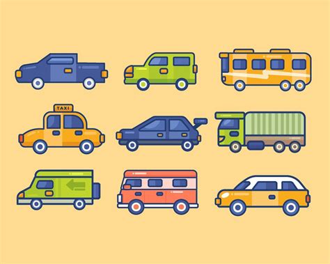 Colorful Cars Icon Set 11857962 Vector Art At Vecteezy