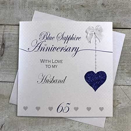 Husband Th Blue Sapphire Wedding Anniversary Handmade Card Love Lines By White Cotton