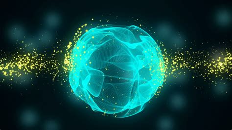 Abstract Motion Background with particles and sphere. Abstract animated ...