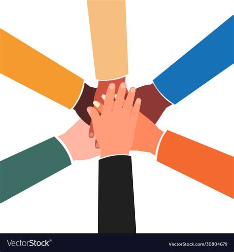 Joined Hands Diverse Group People Royalty Free Vector Image