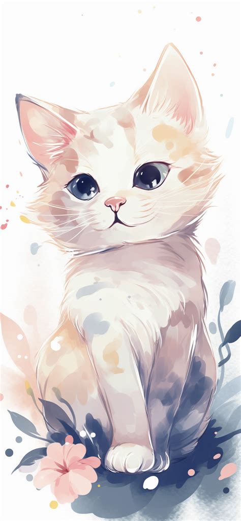 Cute Cat White Art Wallpapers Cute Cat Wallpapers For Iphone 4k