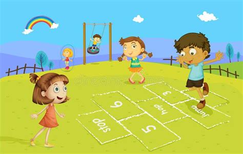 Hopscotch Illustration Of Kids Playing Hopscotch Ad Illustration