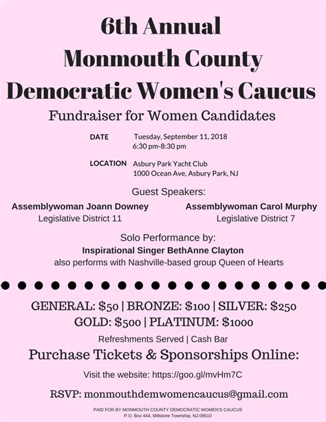 6th annual monmouth county democratic women s caucus