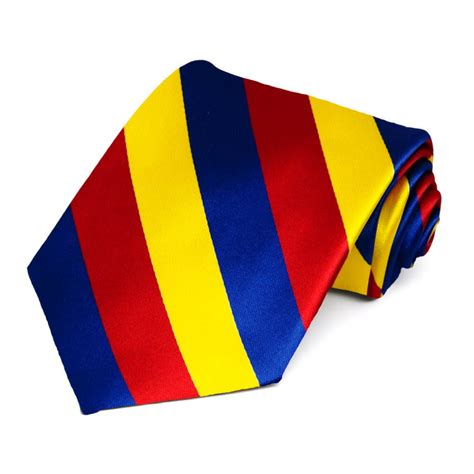 Red Royal Blue And Yellow Striped Tie Tiemart Inc