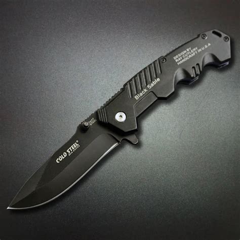 Mengoing Cold Steel Black Pocket Folding Knife 7cr13mov Steel Blade