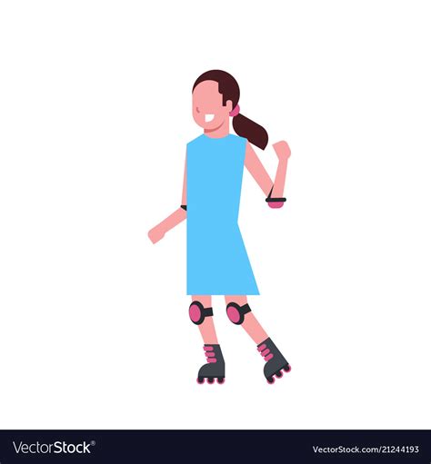 Girl Roller Skating Over White Background Vector Image