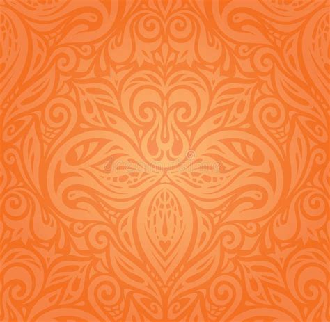 Floral Orange Retro Style Colorful Wallpaper Vintage Curvy Background