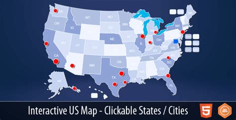 Interactive Us Map Clickable States Cities By Art101 Codecanyon