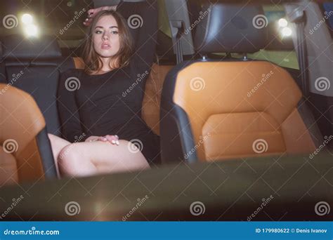 Girl In The Back Seat Of A Prestigious Car Stock Photo Image Of Dress Face