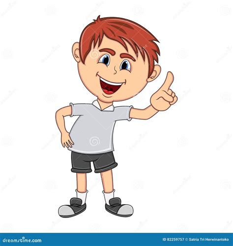 Little Boy Pointing His Finger Cartoon Stock Vector Illustration Of