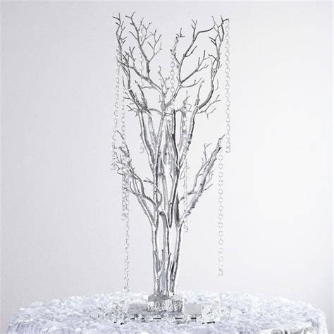 Metallic Silver Manzanita Centerpiece Tree Acrylic Bead Chains Manzanita Centerpiece