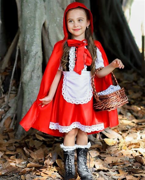 Girls Velvet And Satin Deluxe Little Red Riding Hood Halloween Costume Ropa De Moda Ropa Moda