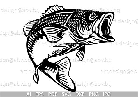 Vector FISH Largemouth Bass AI Eps Pdf PNG Svg Dxf Etsy Fish