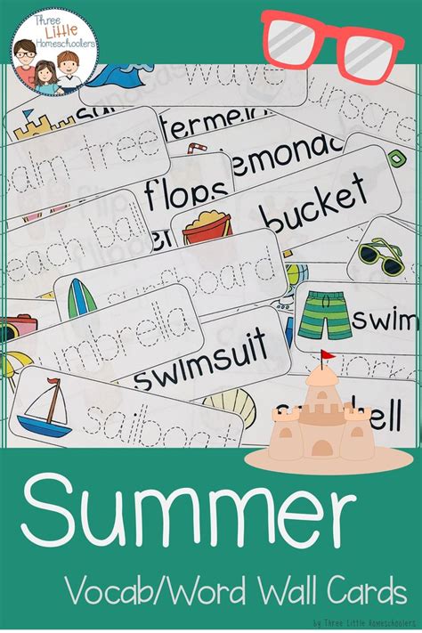 Summer Vocabulary Word Wall Cards Plus Write And Wipe Version Word Wall
