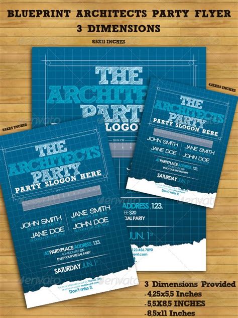 Blueprint Architects Party Flyer Party Flyer Blueprints