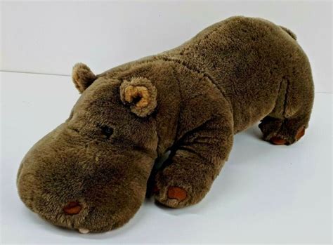 Realistic Hippopotamus Plush Brown Soft Hippo Stuffed Animal 19 No Tag