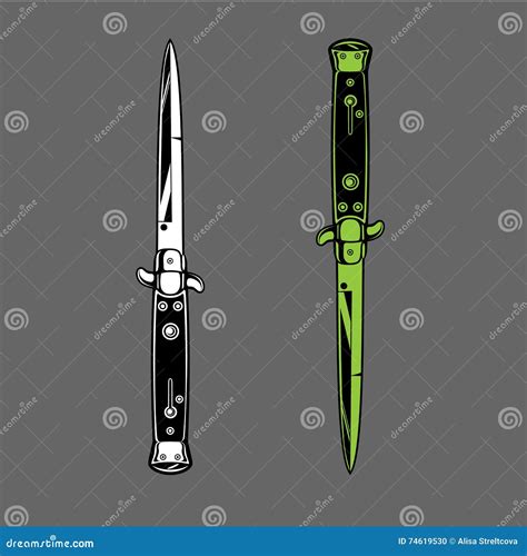 Switchblade Knife Dagger Duo Stock Vector Illustration Of Iron Force
