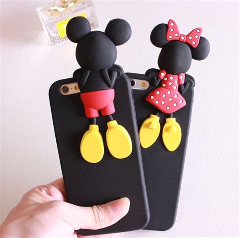 Cool Cartoon 3d Minnie Mickey Mouse Back Head Soft Silicone Phone Back