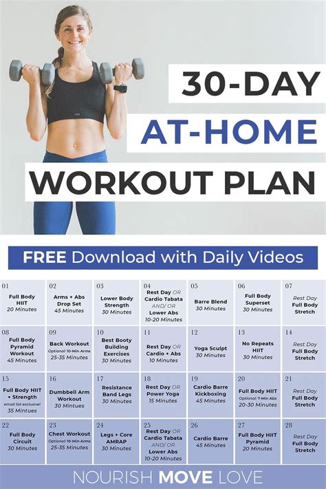 30 Day Workout Plan Home Workout Routine Nourish Move Love Artofit