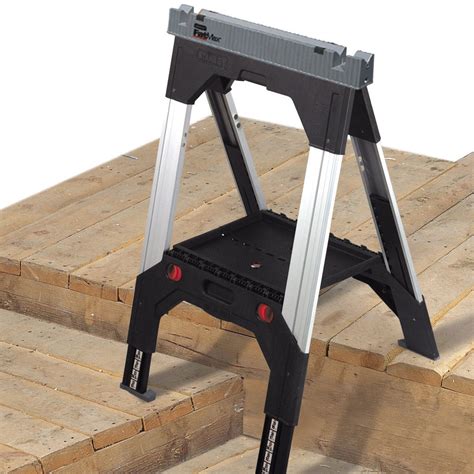 Homemade folding sawhorses constructed from 3/4 plywood, 2x4s, and hinges. Stanley Foldable Folding Sawhorses | Departments | DIY at B&Q