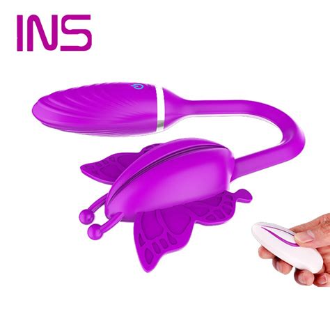 INS USB Charged Wireless Remote Butterfly Vibrator Double Bullet