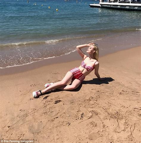 Elle Fanning Shows Off Porcelain Skin In South Of France Daily Mail