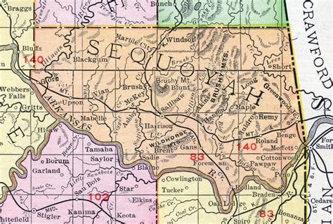 Sequoyah County Oklahoma 1911 Map Rand Mcnally Sallisaw Muldrow Vian