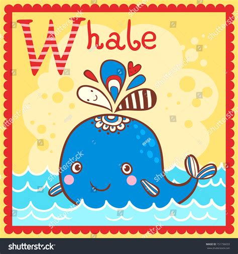 Illustrated Alphabet Letter W Whale Stock Vector Royalty Free 151736033