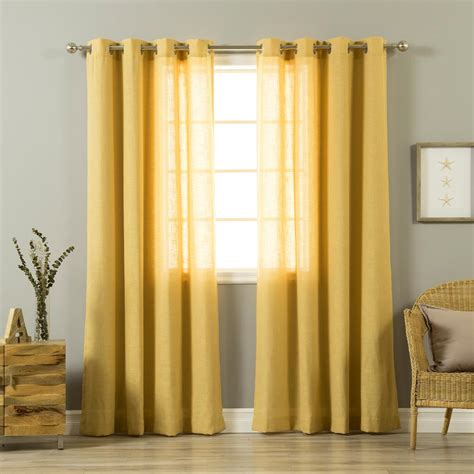 Best Home Fashion 84 In L Mustard Yellow Linen Blend Curtain Panel