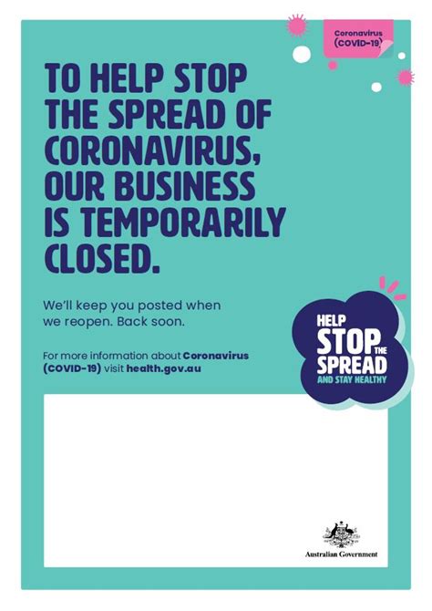 Coronavirus Covid 19 Temporary Closure Poster For Businesses