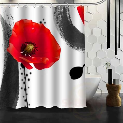 Best Nice Custom Poppies Flowers Poppy Shower Curtain Bath Curtain