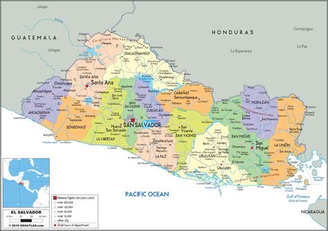 El Salvador Political Wall Map By Graphiogre Mapsales