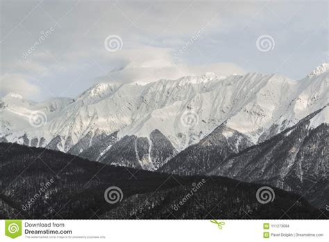 Mountain Peaks White Snow Sochi In Winter Stock Photo Image Of Blue