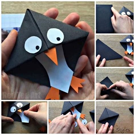 Easy Penguin Bookmark Corner Red Ted Art Origami Star Origami