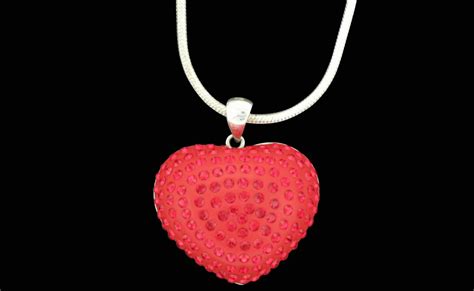 Silver Red Heart Pendent With Swarovski Crystal Agcar Htrlc £3000vat