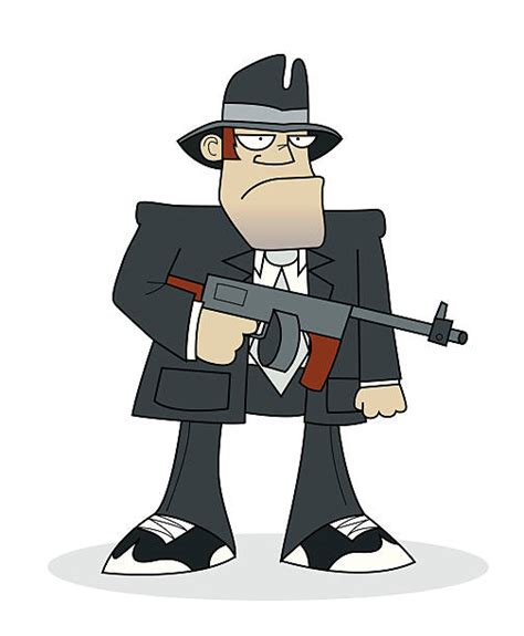 Cartoon Of A Gangster Tommy Gun Illustrations Royalty Free Vector