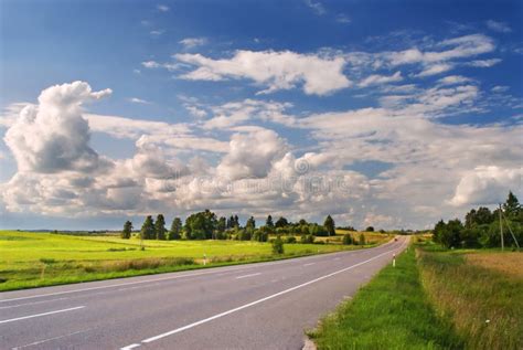 Country Road On A Sunny Day Stock Photo Image Of Mobility Image