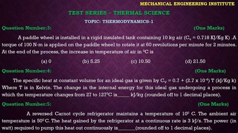 Topicwise Test On Thermodynamics 1 Youtube