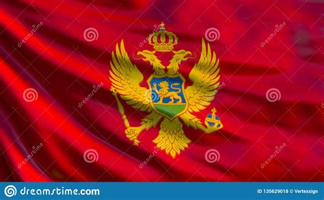 Die flagge montenegros im wind winkt. Montenegro-Flagge Wellenartig Bewegende Flagge Von ...