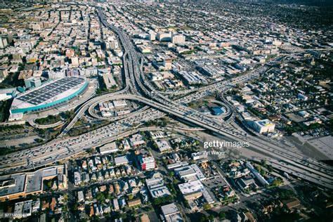 Los Angeles Freeway Intersection At Rush Hour High Res Stock Photo